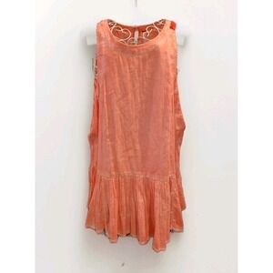 Free People Sheer Cotton Tunic Orange Size M Batiste Boho Breathless Moments